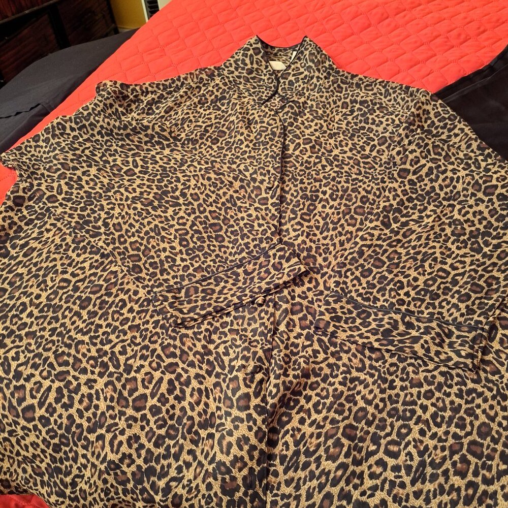 Two Piece Leopard Pajamas 3X Pants with Sheer Leopard Top